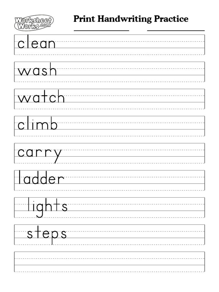 WorksheetWorks Print Handwriting Practice 1 | PDF