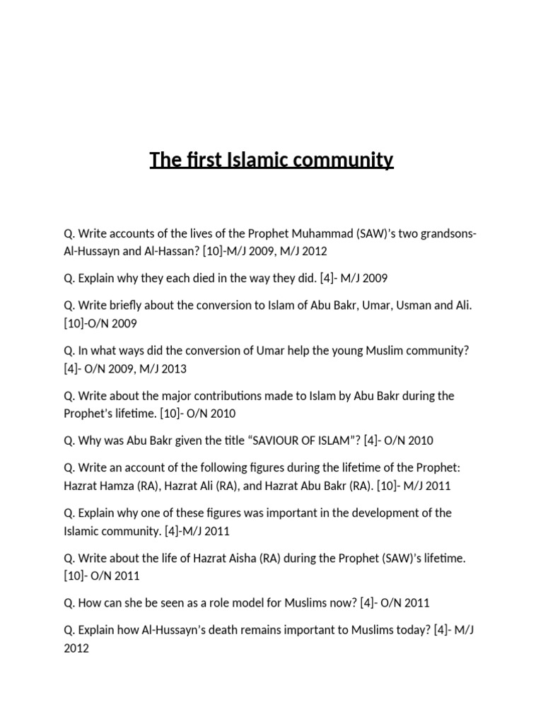 The First Islamic Community | PDF | Muhammad | Ali