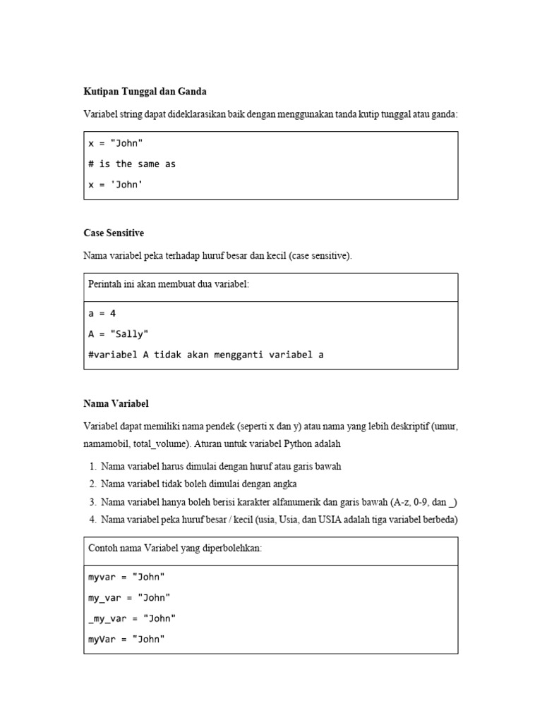 Variabel Dan Type Data | PDF