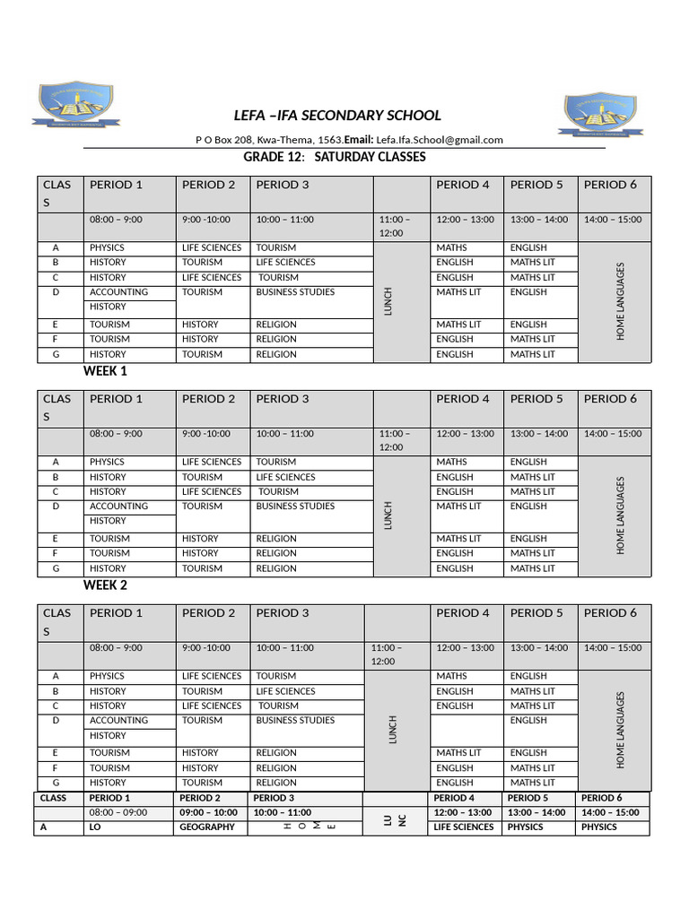 Extra Classes Timetable 2026 (Autosaved) Part 2 | PDF