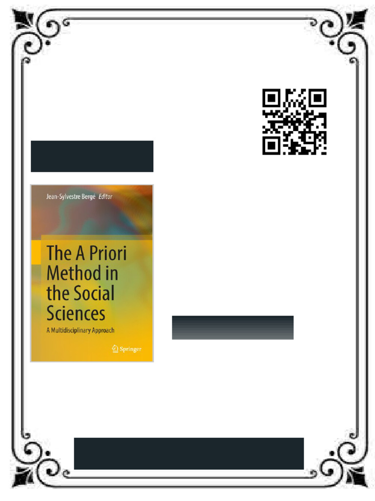 The A Priori Method in The Social Sciences A Multidisciplinary Approach ...