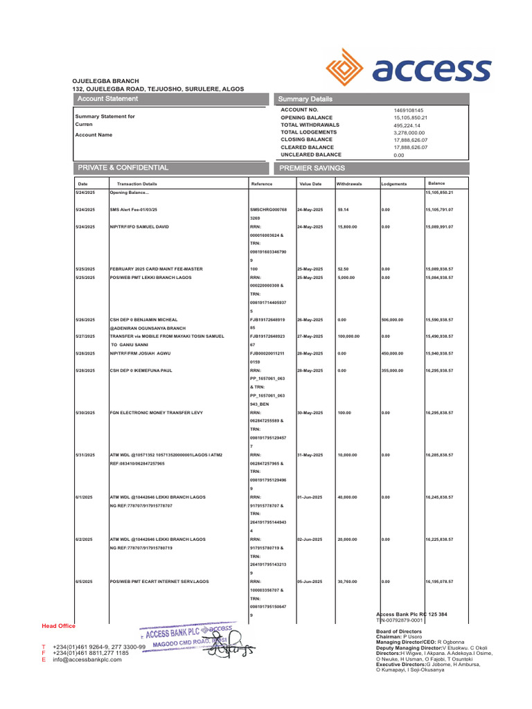 Access Bank Statement 1 | PDF | Personal Finance | Service Industries