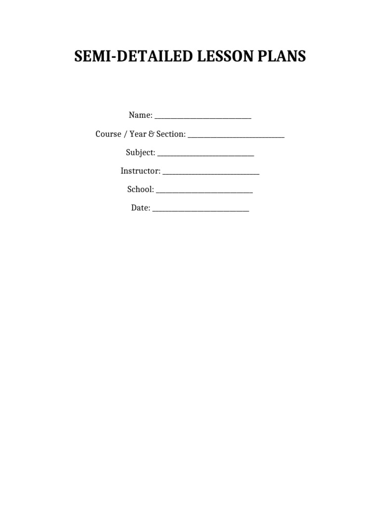Semi Detailed Lesson Plans | PDF | Lesson Plan | Mathematics