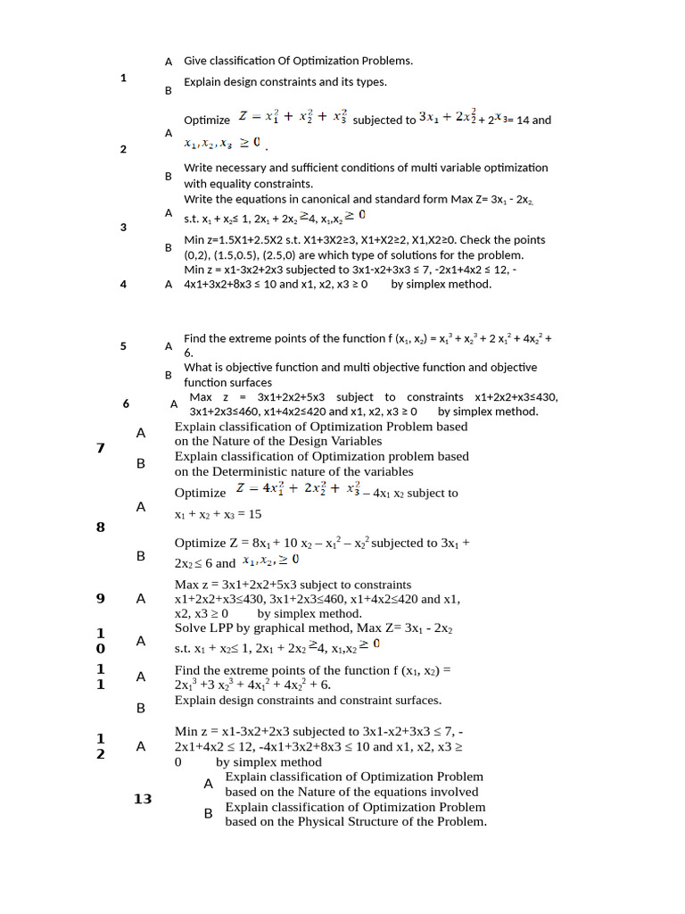 OT 2026 Imp Questions | PDF | Mathematical Optimization | Theoretical ...