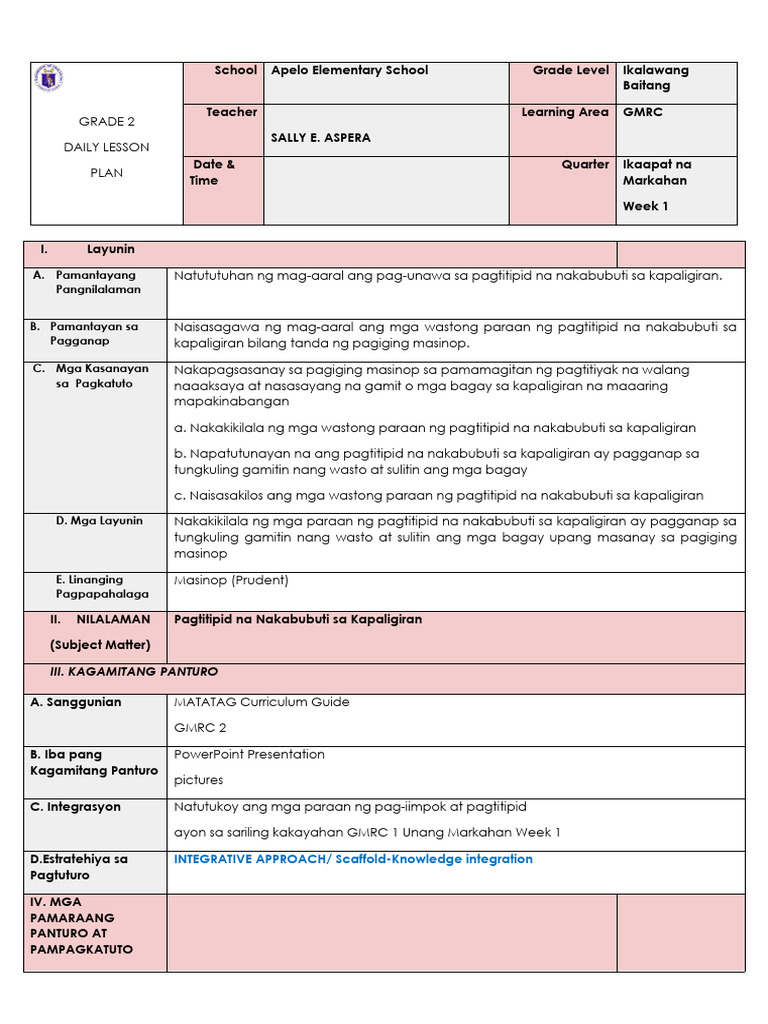 Lesson Plan GMRC Reclass Demo 1 | PDF