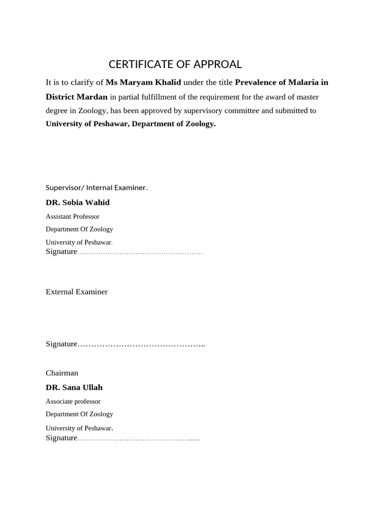 Approval Certificate | PDF