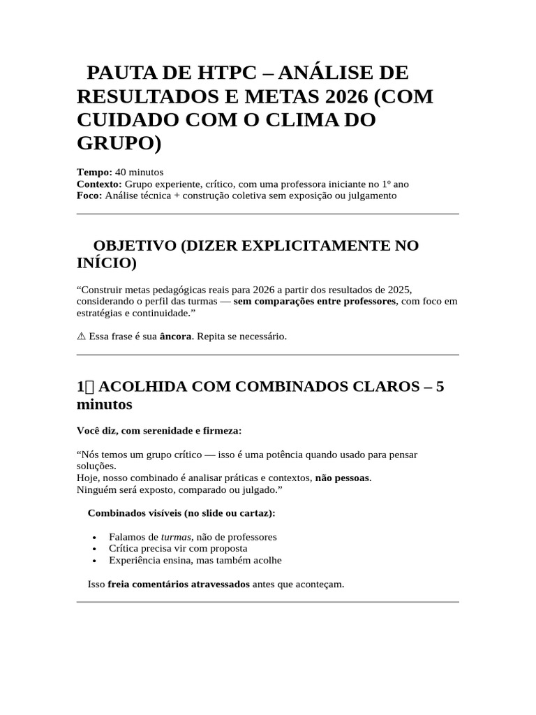 ? Pauta de HTPC | PDF | Pedagogia | Experiência