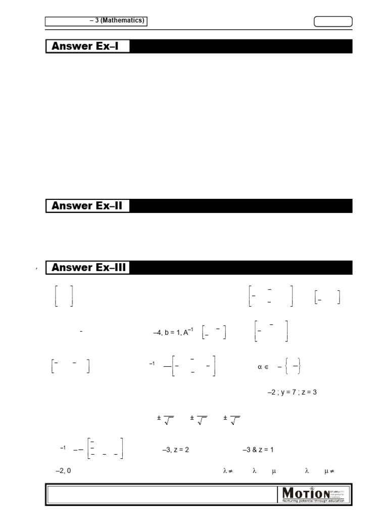 10 Matrices and Det Solutions | PDF | Matrix Theory | Algebra