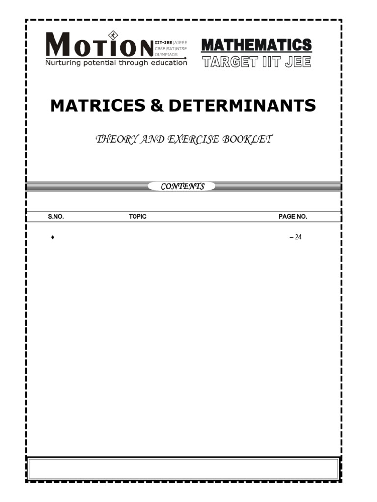 10 Matrices and Det Theory and Ex | PDF | Matrix (Mathematics ...