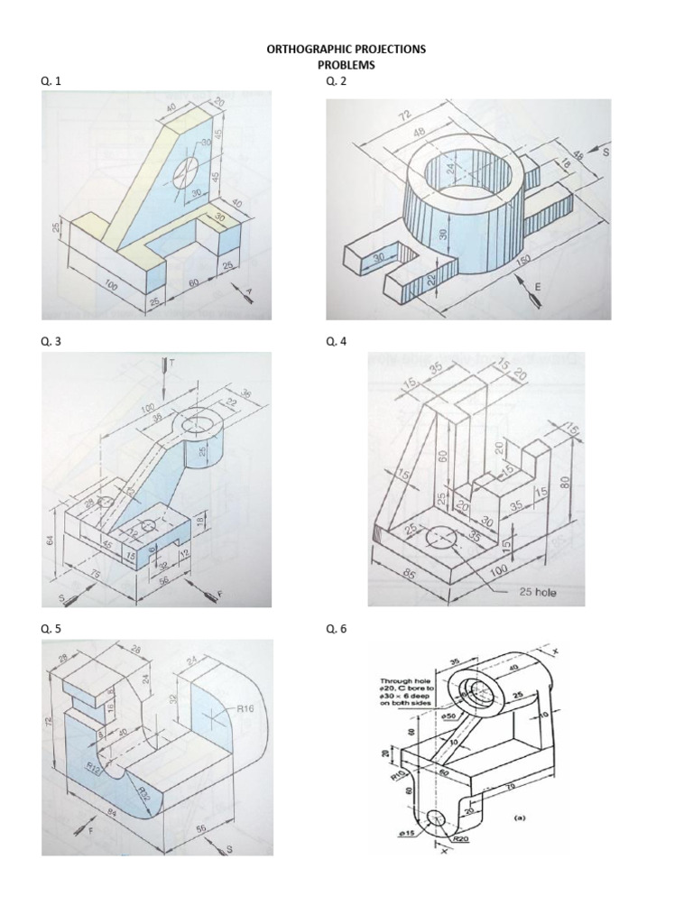 Orthographics Projections - Worksheet | PDF