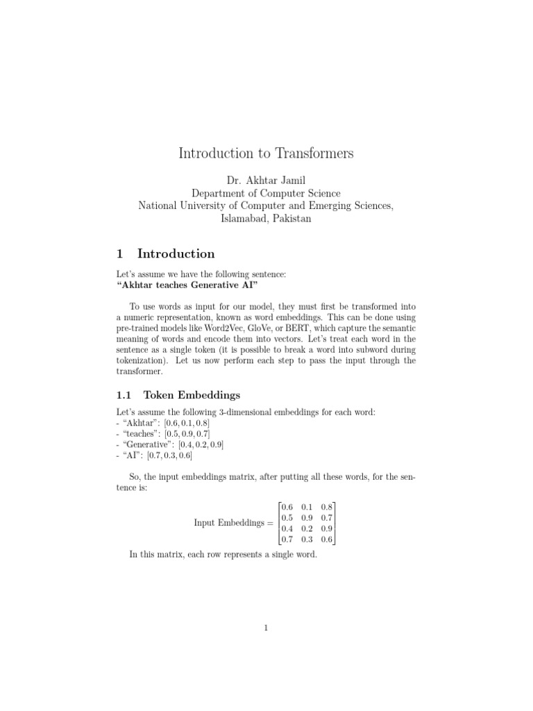 Lecture # 9-3 Transformers Example | PDF | Algebra | Machine Learning