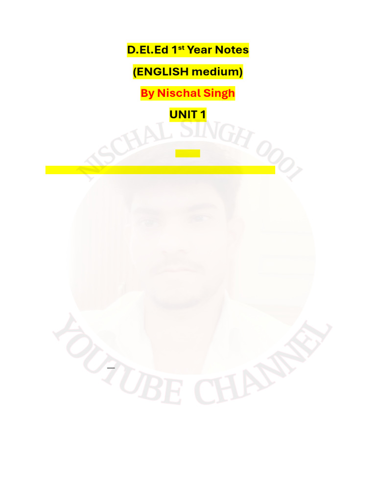 D.el - Ed 1st Year Notes English Medium | PDF | Sustainability | Lesson ...