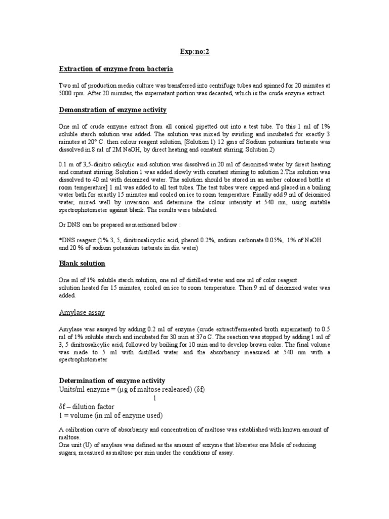 Dialysis Amylase Activity Gel Filtration PDF Precipitation