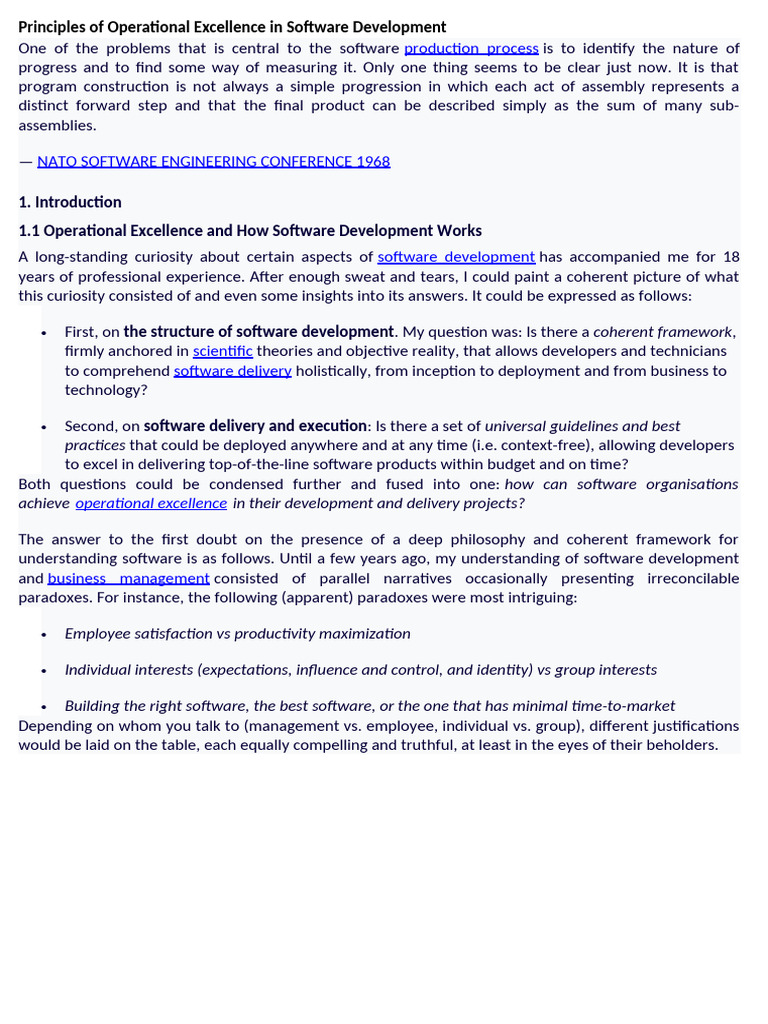 Software Development (Principles of Operational Excellence) | PDF ...