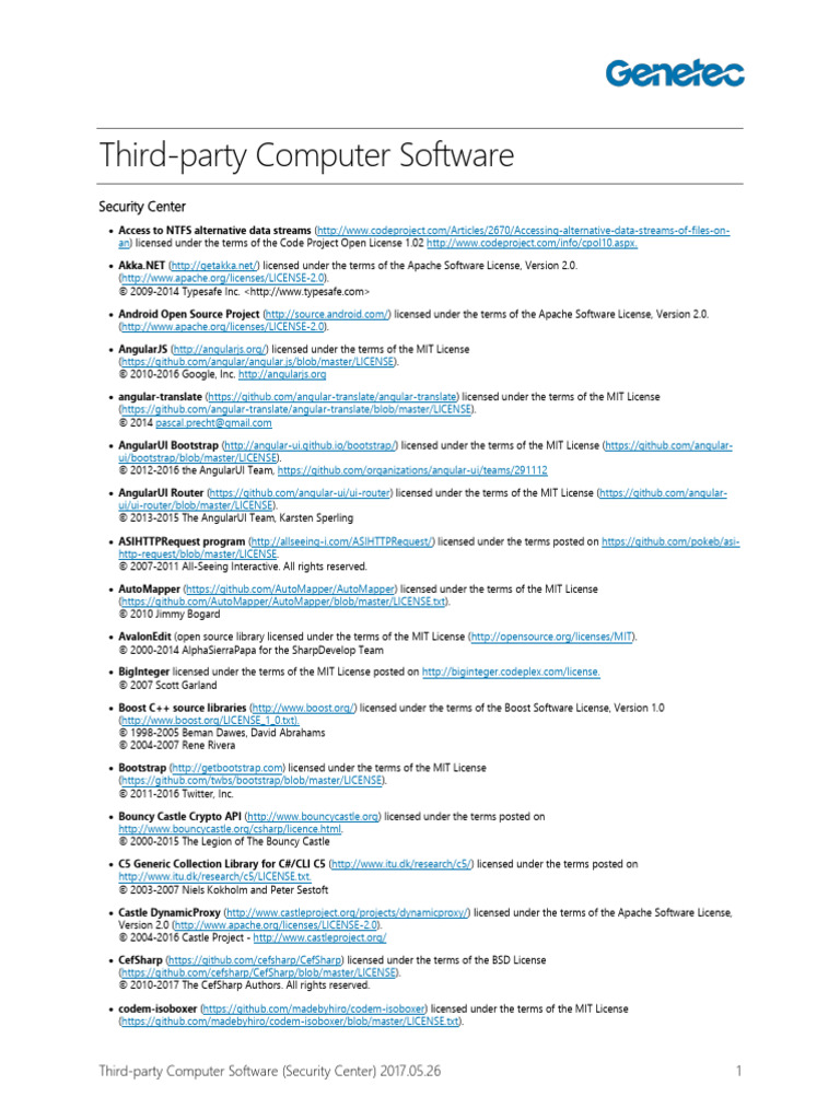 En Genetec Third Party Computer Software Security Center | PDF | Free ...