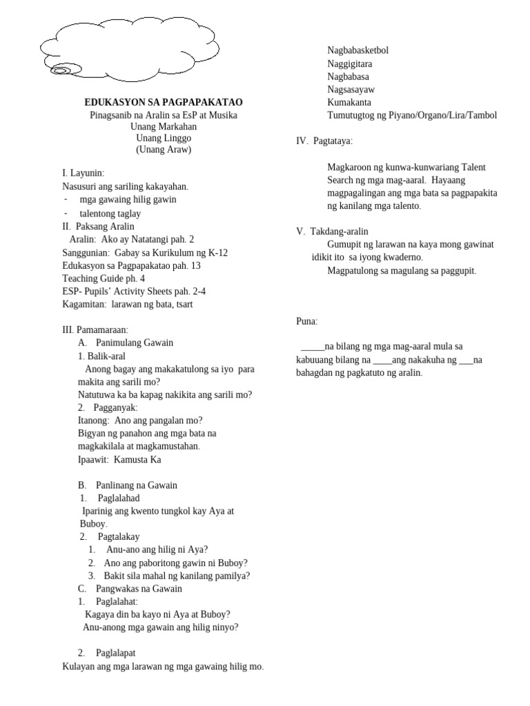 Lesson Plan EsP | PDF