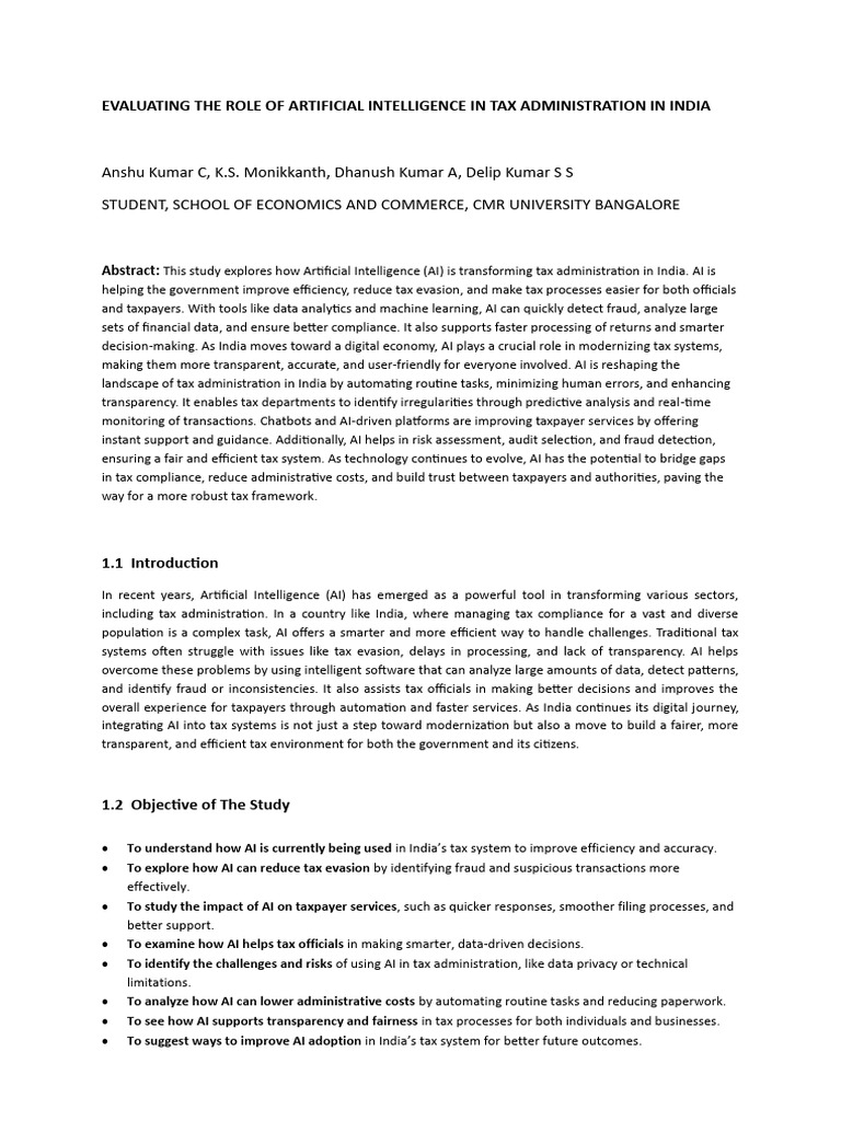 Evaluating The Role of Artificial Intelligence in Tax Administration ...
