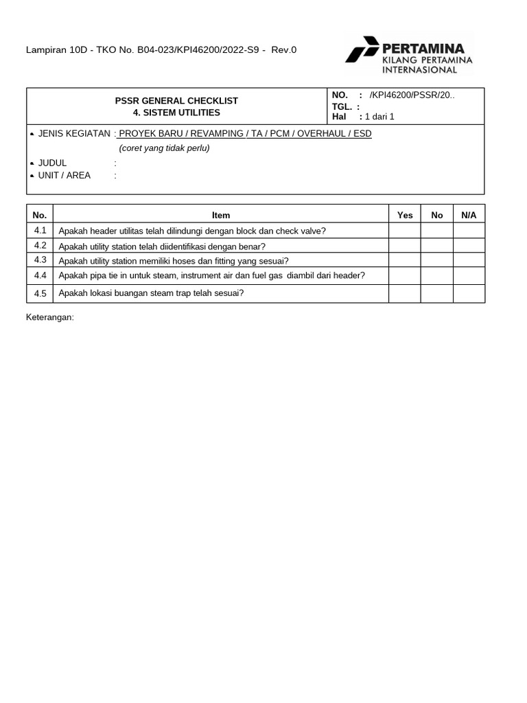 General Checklist Form 004 (PROD) | PDF