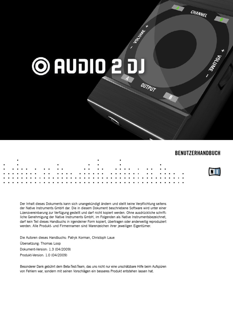 Audio 2 DJ Manual German | PDF