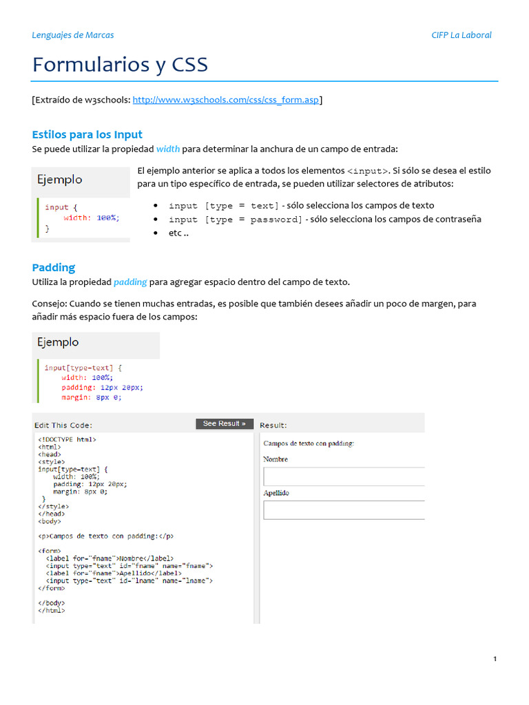 14.formularios y Css | PDF