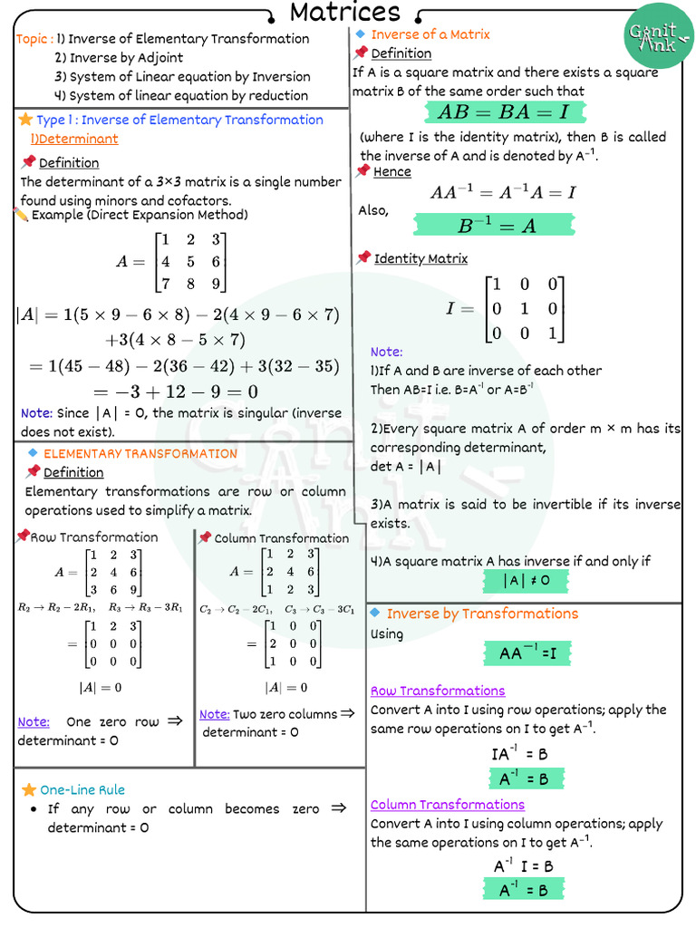 Matrices | PDF | Matrix (Mathematics) | Determinant