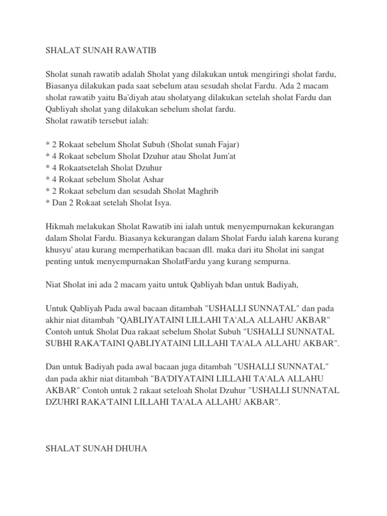 Bacaan Salat Sunnah