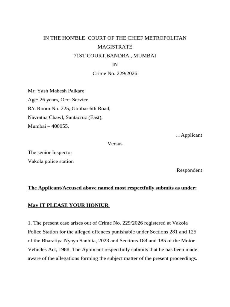 Yash Application | PDF | Plea | Judiciaries