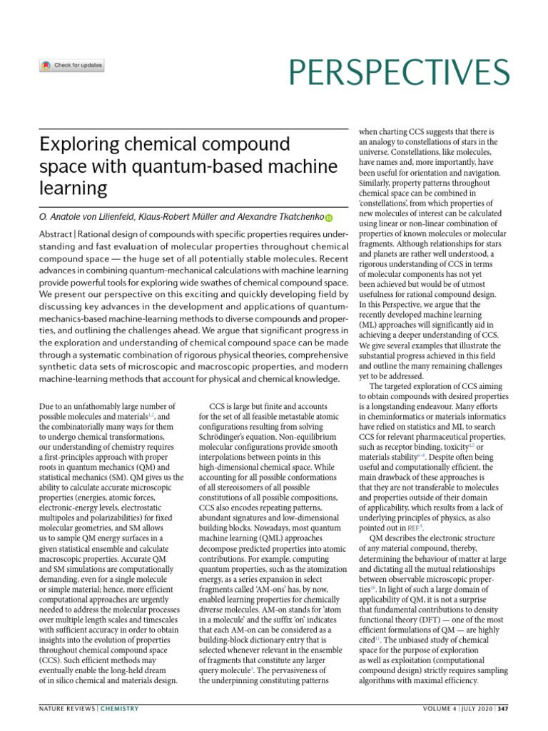 Exploring Chemical Compound Space With Quantum-Based Machine Learning ...