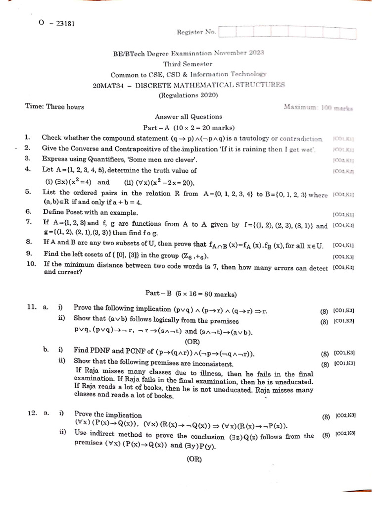 DMS - Previous Year Question Paper | PDF