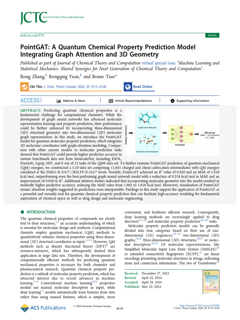 PointGAT - A Quantum Chemical Property Prediction Model Integrating ...