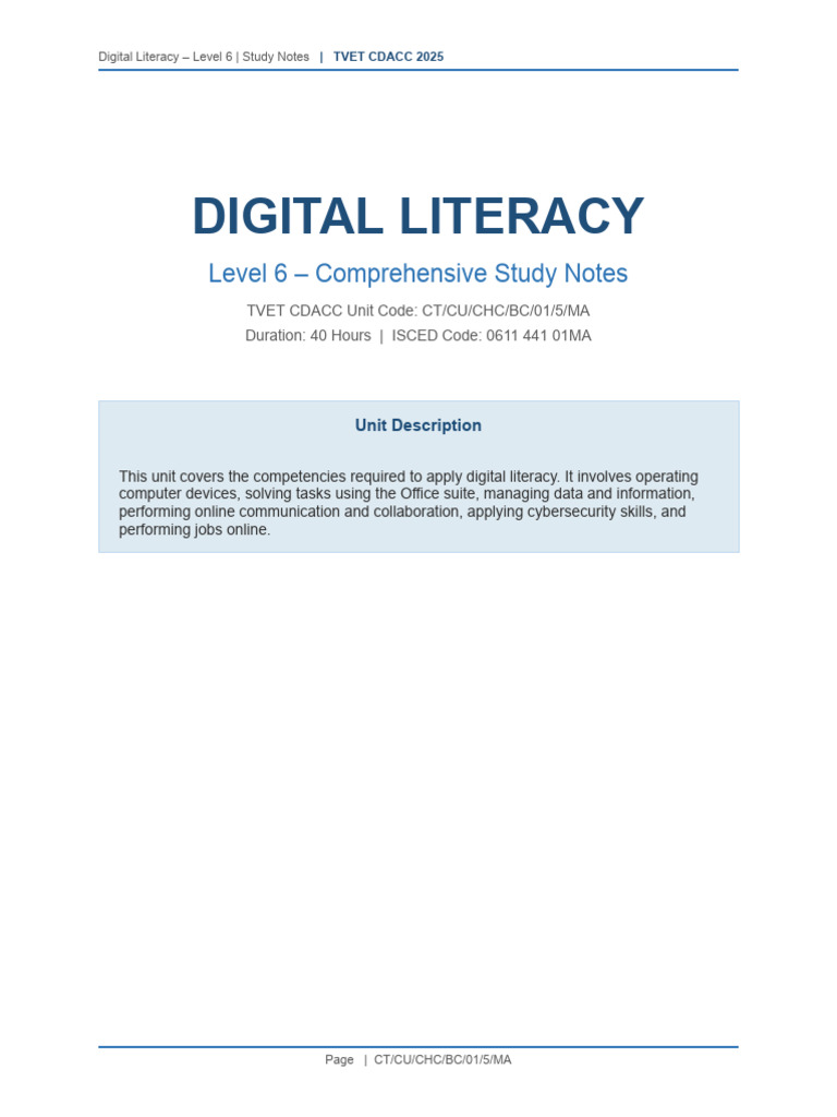 Digital Literacy Level6 Notes | PDF | World Wide Web | Internet & Web