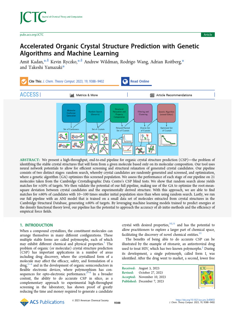 Accelerated Organic Crystal Structure Prediction With Genetic ...