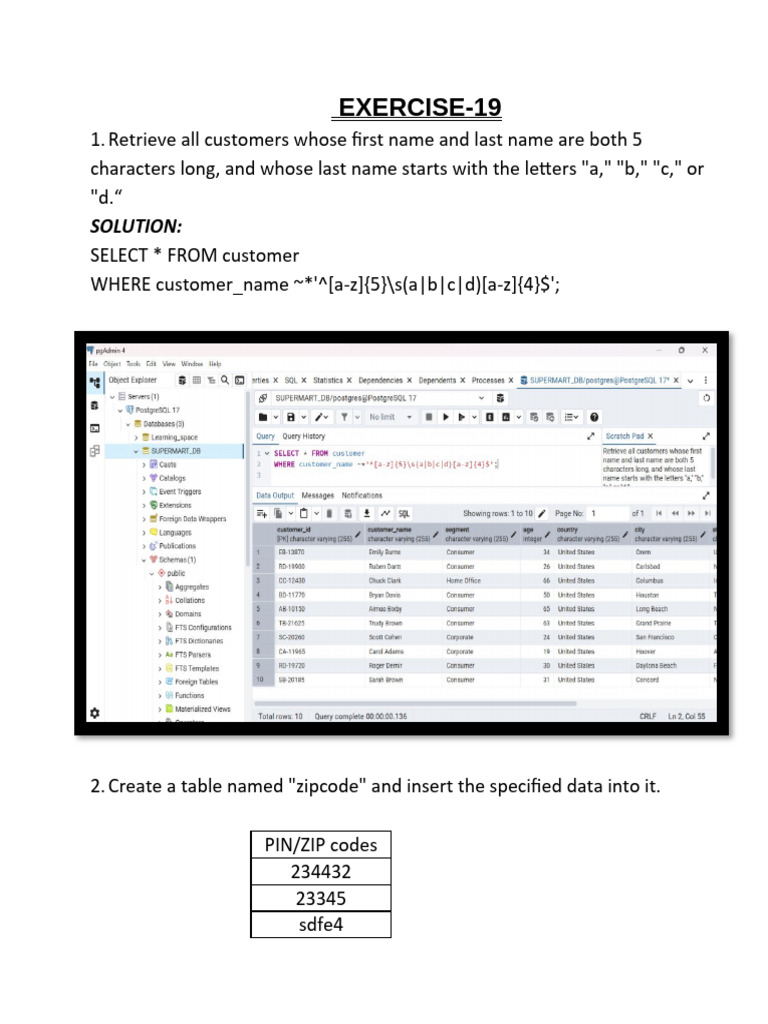 SQL Exercise 19(Regular Expressions) | PDF