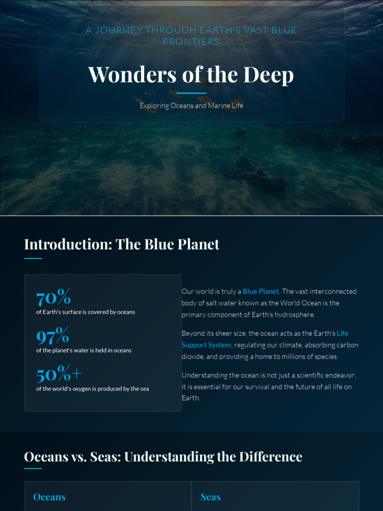 Wonders of The Deep Oceans and Marine Life | PDF | Oceans | Sea