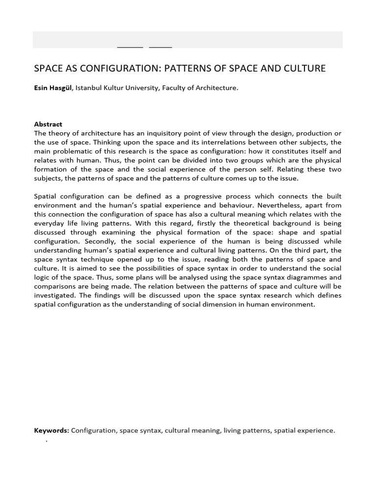 Space As Configuration Patterns of Space | PDF | Space | Experience