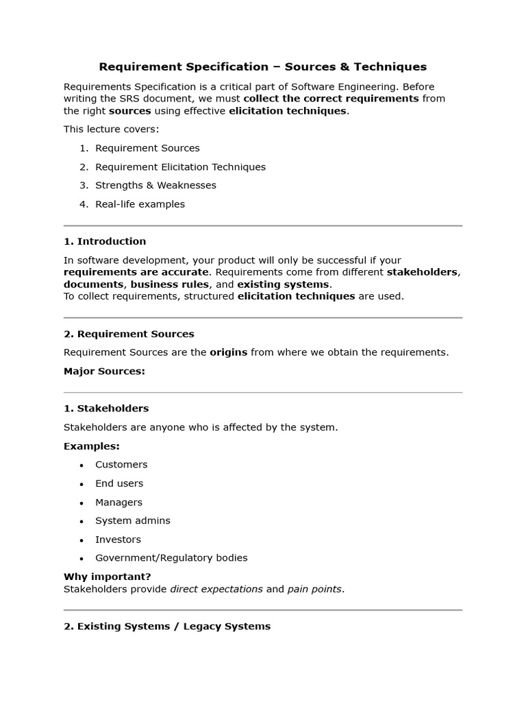 Lecture 14 Specification Sources and Techniques | PDF | Use Case ...