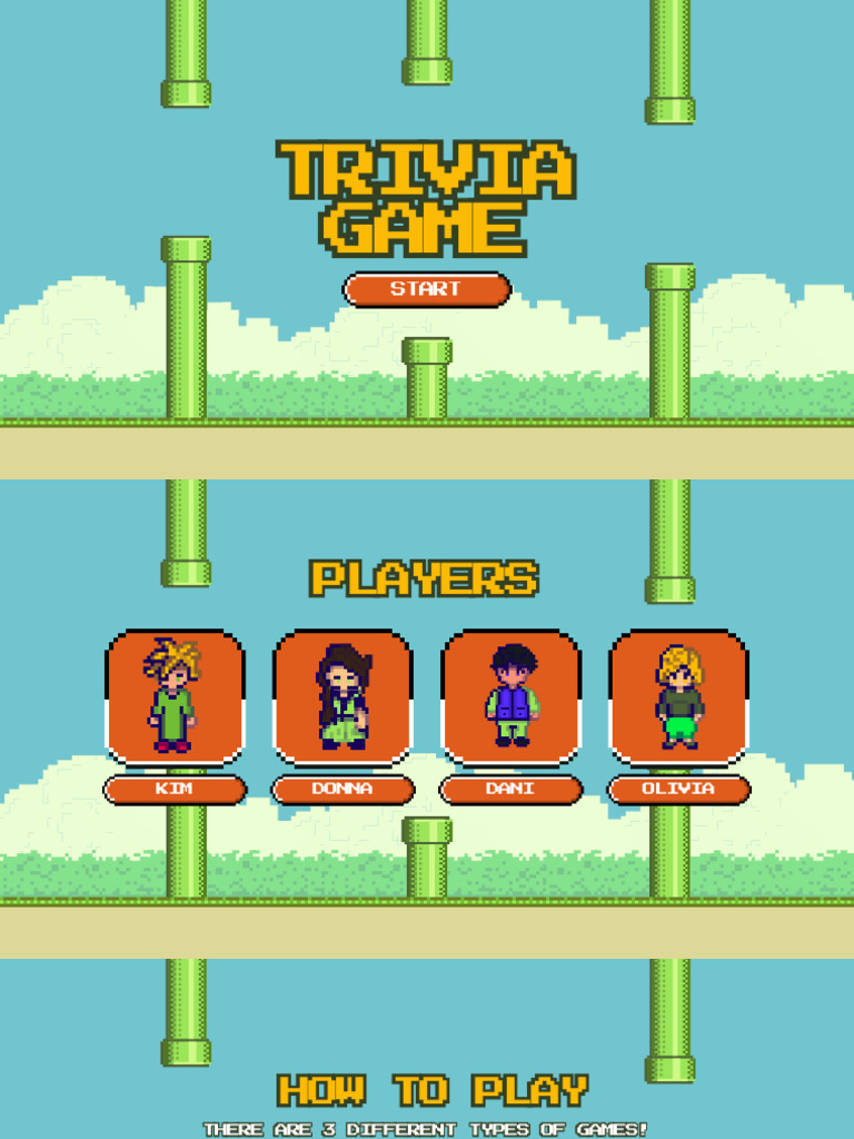 Blue Green Retro Pixel Playful Trivia Game Animated Quiz Presentation | PDF