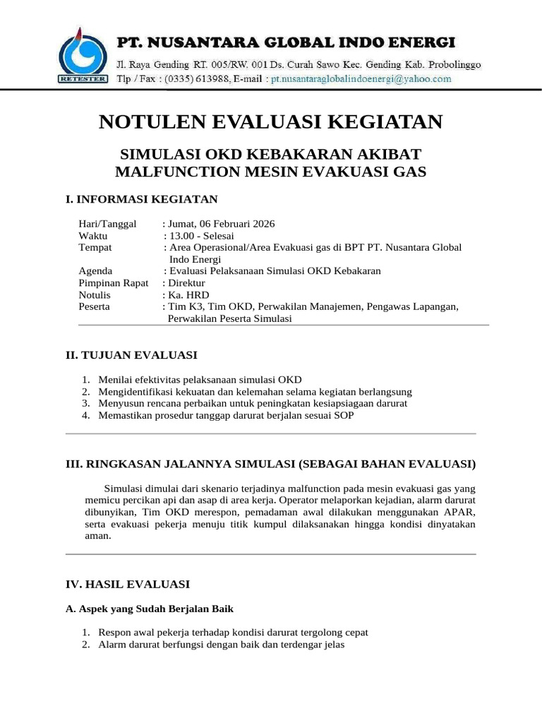 Notulen Evaluasi Simulasi OKD 2026 | PDF