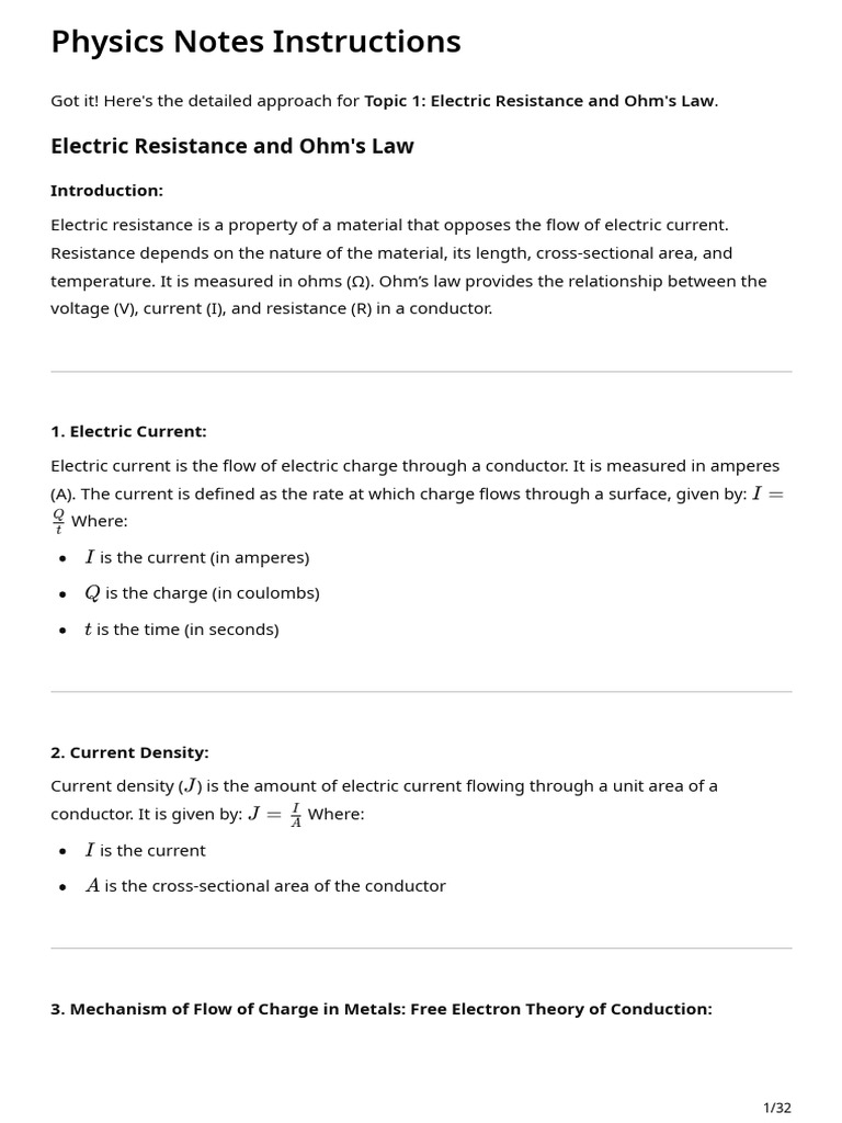 Unit 2 - Current Electricity | PDF | Electrical Resistivity And ...