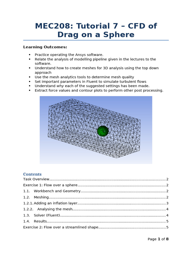 Tutorial 7 - CFD Simulation of External Flows | PDF | Drag (Physics ...
