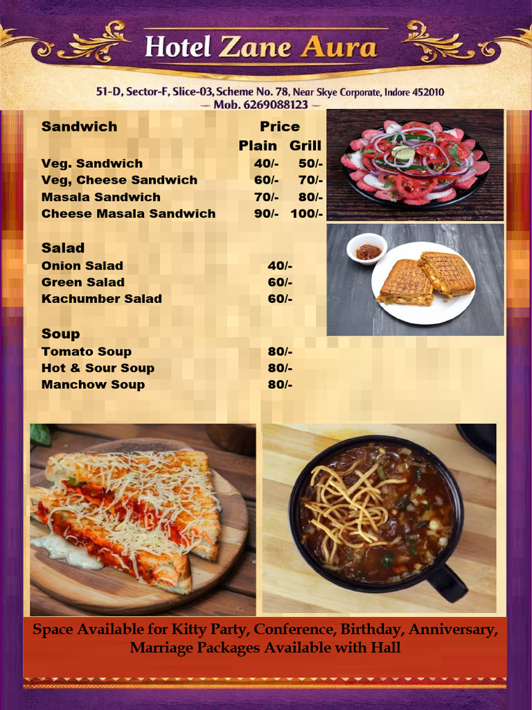 Hotel Zane Aura Menu - 02 | PDF