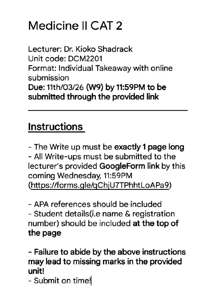Medicine II CAT 2 | PDF