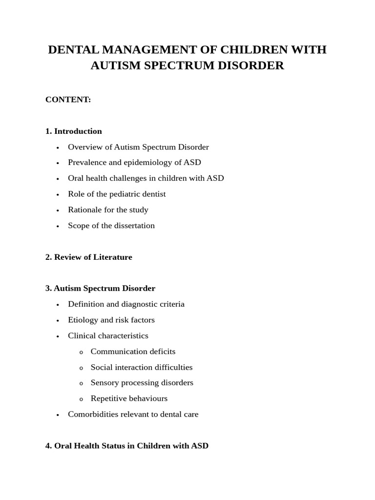 Content of ASD | PDF | Autism | Dentistry