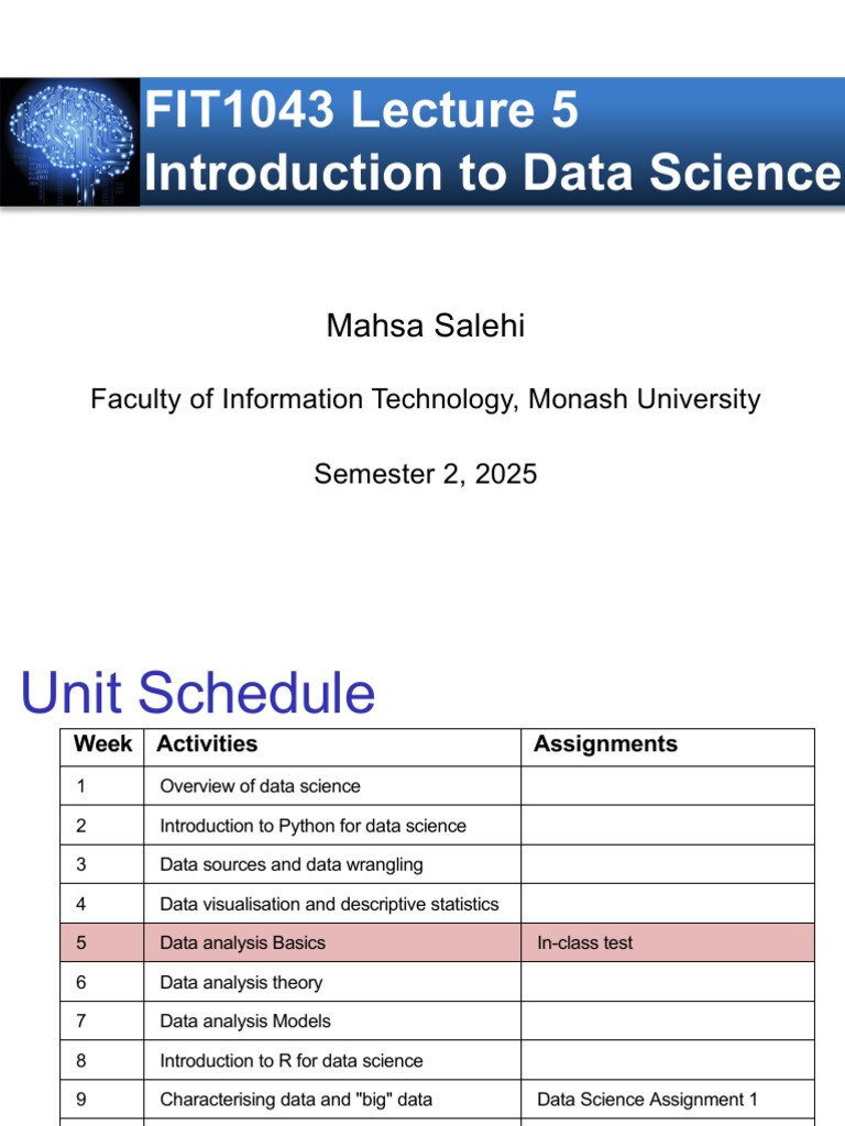FIT1043_Lecture 5_2025 | PDF | Machine Learning | Regression Analysis