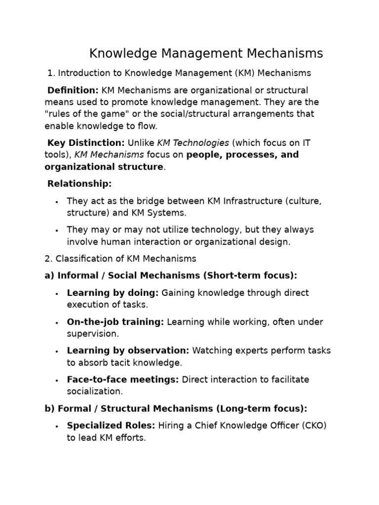 3.4 KM Mechanisms | PDF | Knowledge Management | Knowledge
