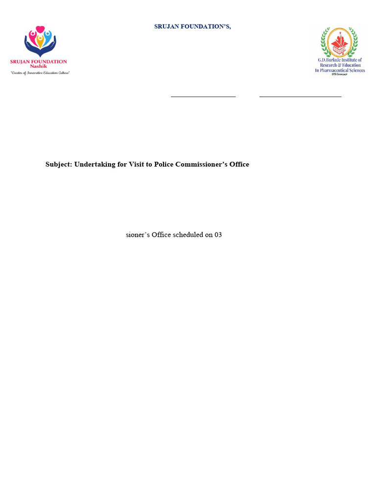 Parent Undertaking Form PCO | PDF
