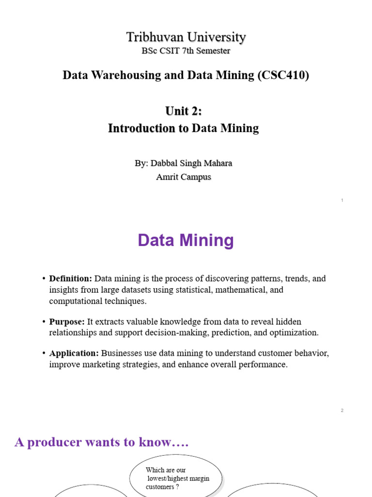 Unit 2 - Introduction To Data Mining | PDF | Machine Learning | Data Mining