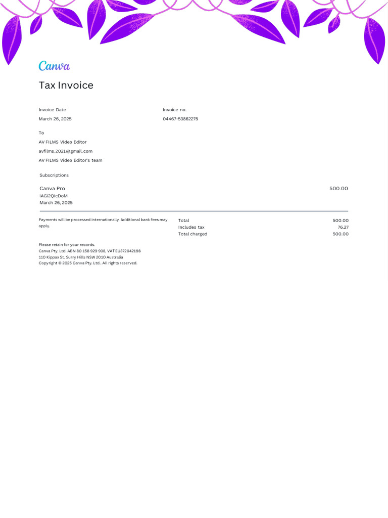 Invoice 04467 53862275 | PDF