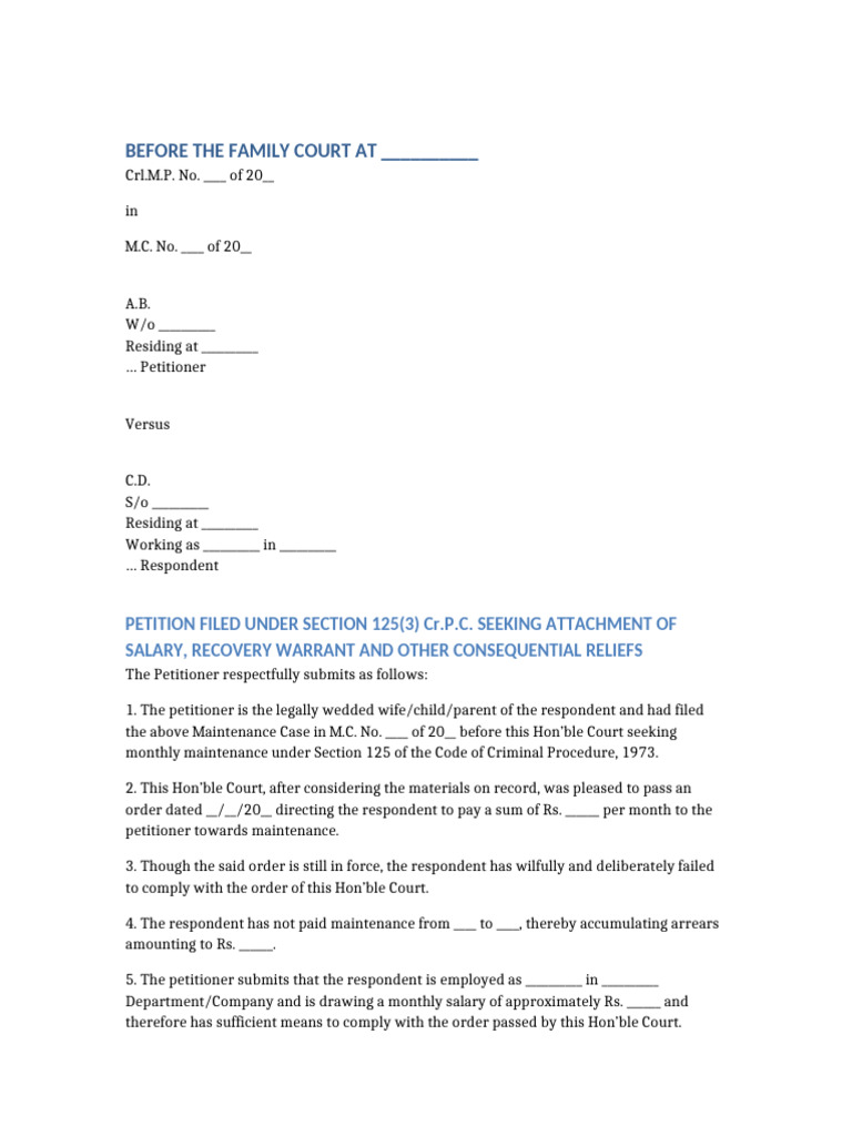 Salary Attachment Maintenance Family Court Draft | PDF | Justice ...