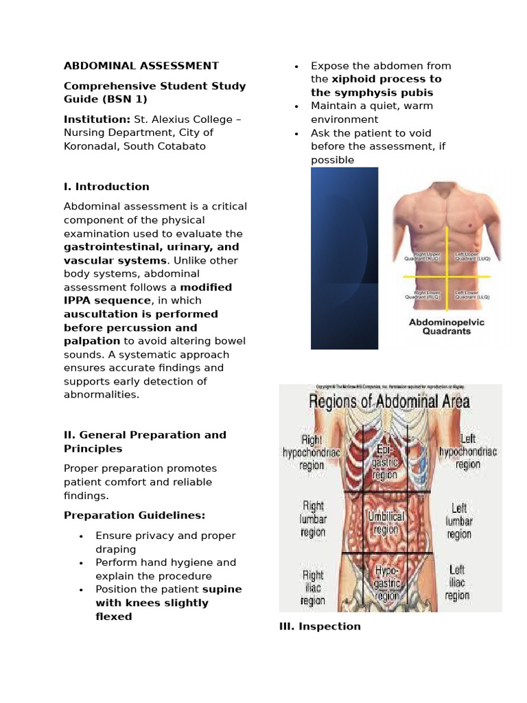 Abdominal Assessment Handouts | PDF | Medical Specialties | Clinical ...
